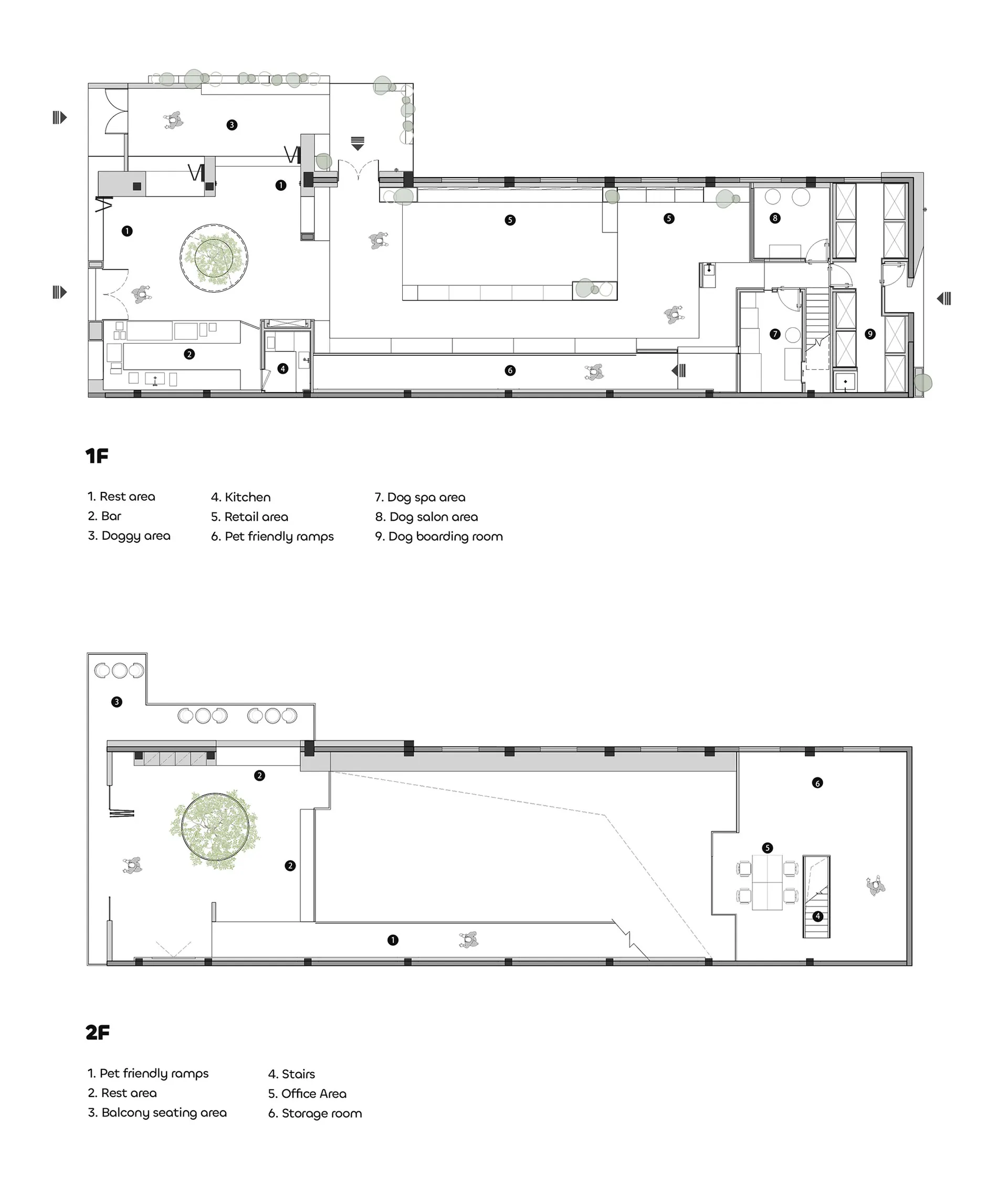 Detailed architectural drawing of a workspace floor plan.