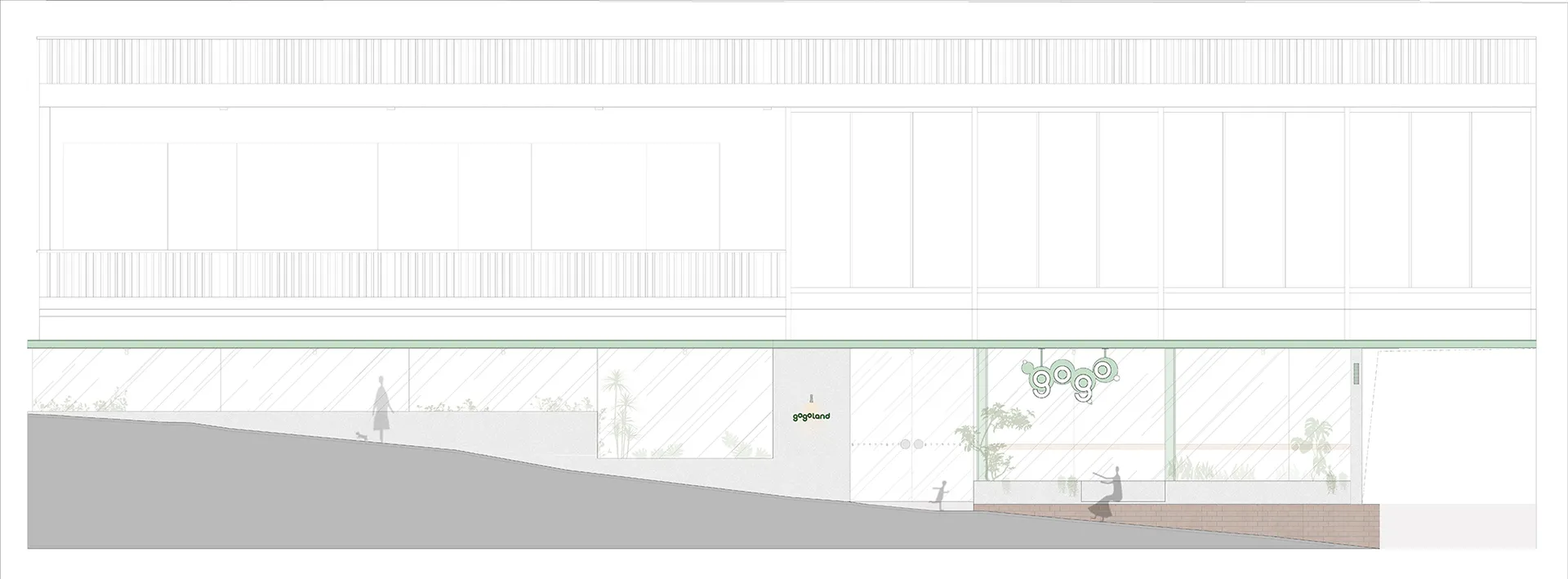 Modern retail storefront with glass frontage and metallic elements