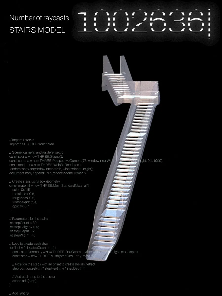 3D computer-generated model of a staircase