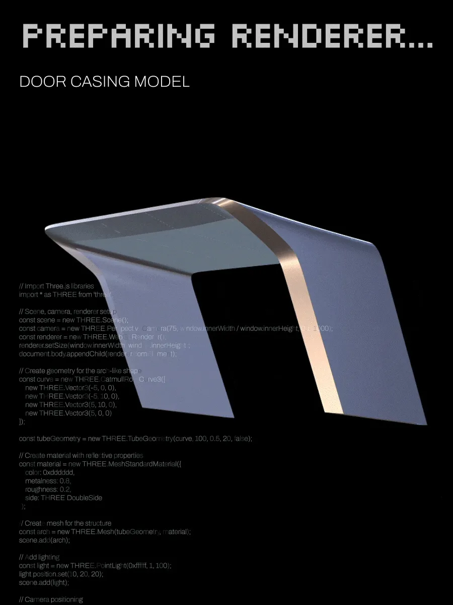黑色背景上的金屬面板3D建築模型