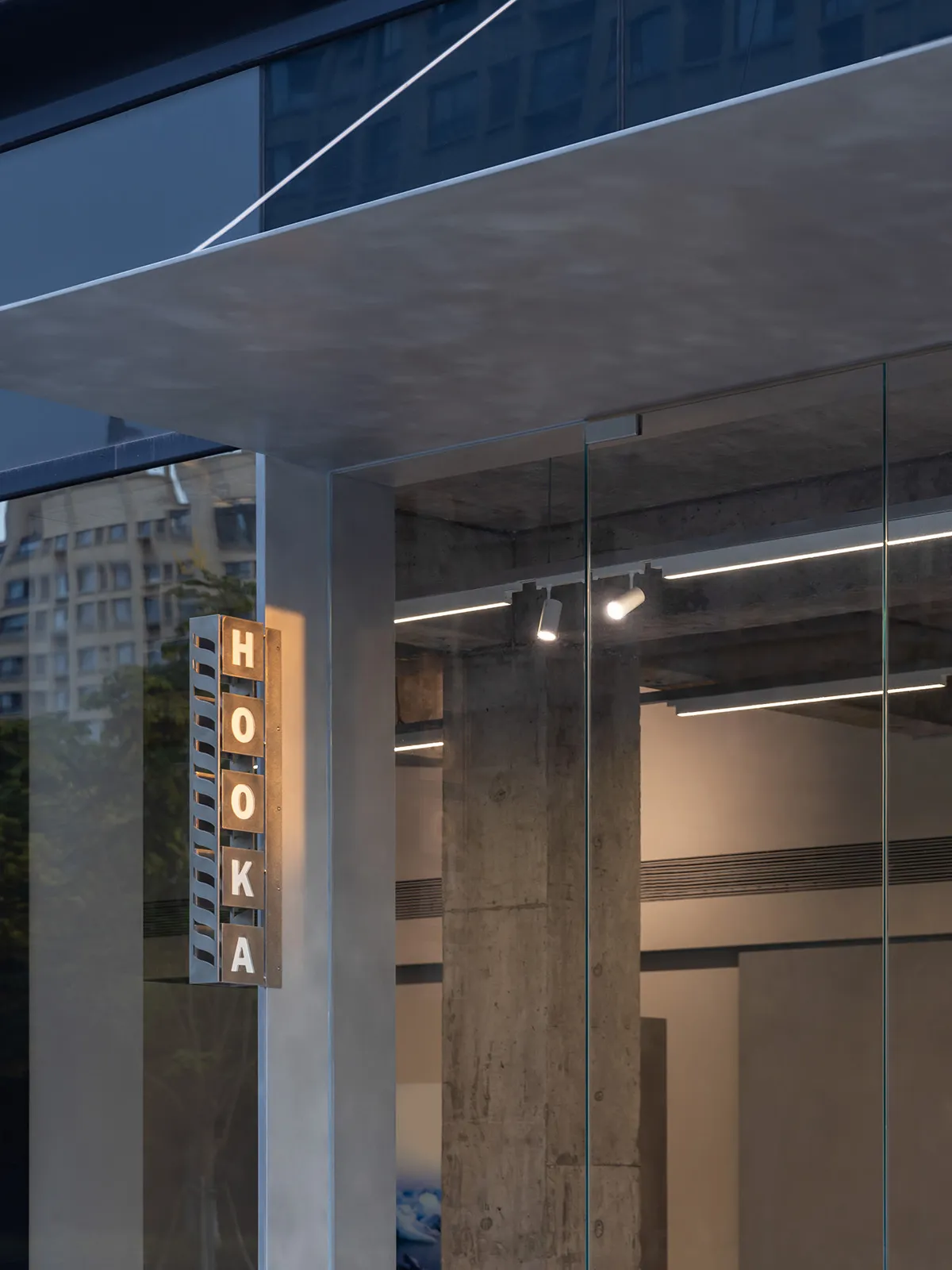 Modern storefront with glass and concrete materials