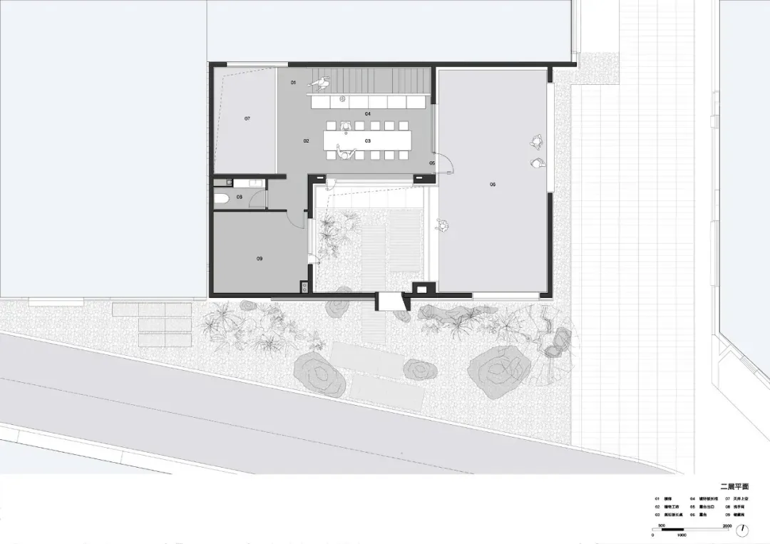現代住宅室內設計平面圖，採用當代建築風格與功能性空間配置。