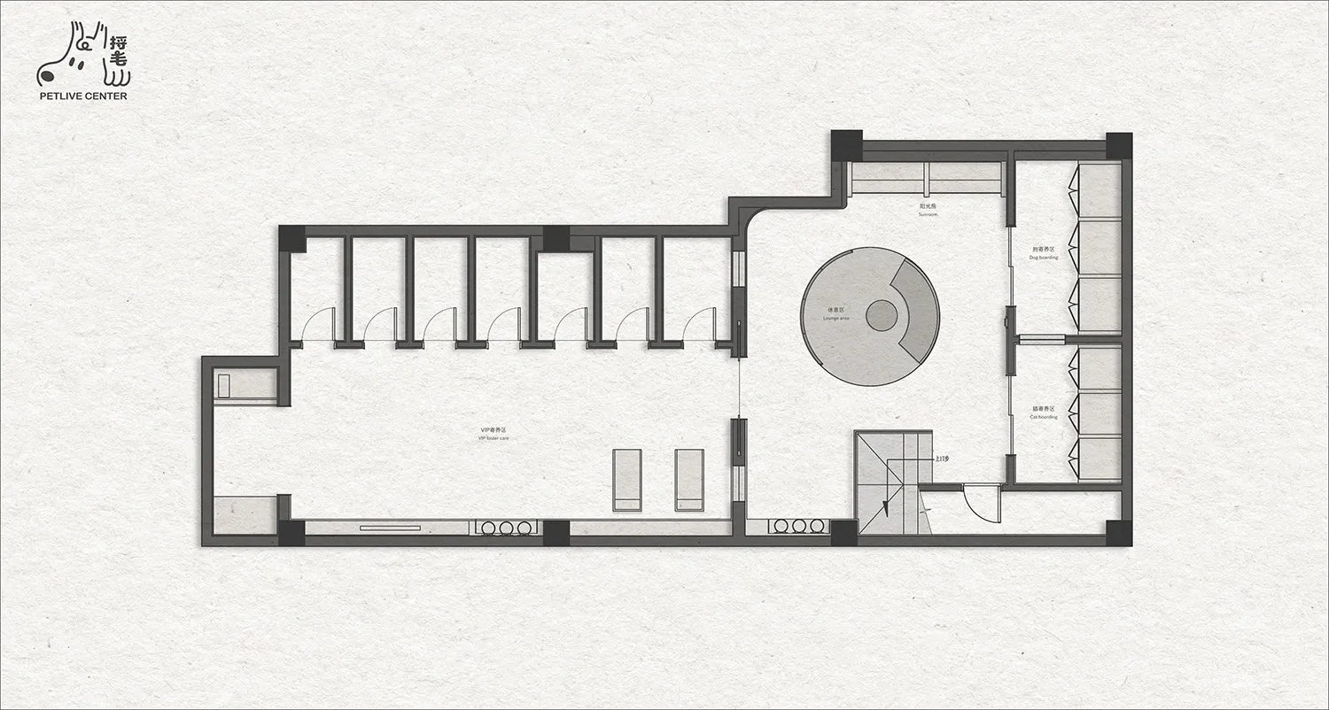 Floor plan of a PetLive Center office on a piece of paper.