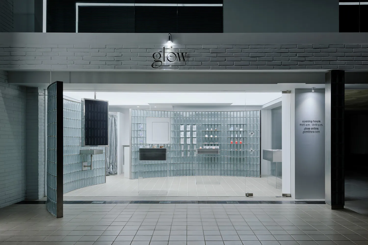 Modern storefront with glass walls and interior