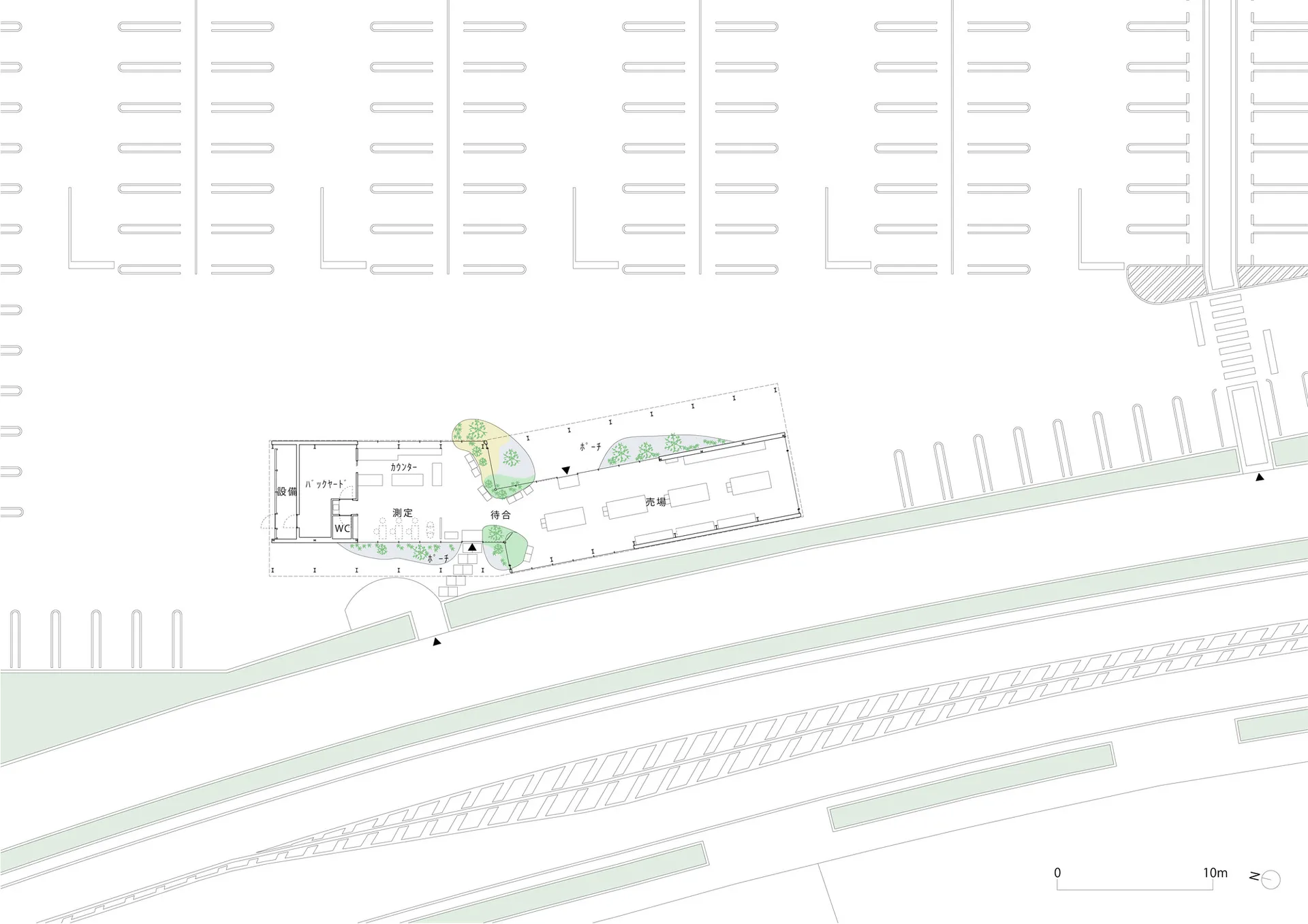 A detailed architectural floor plan drawing of a building.