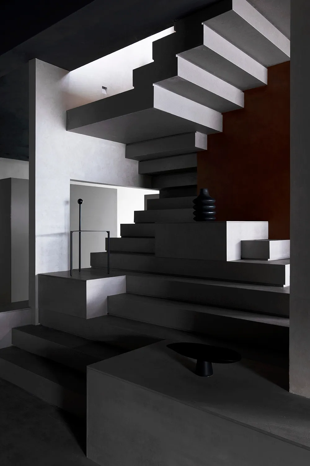 Modern concrete staircase with minimalist design.
