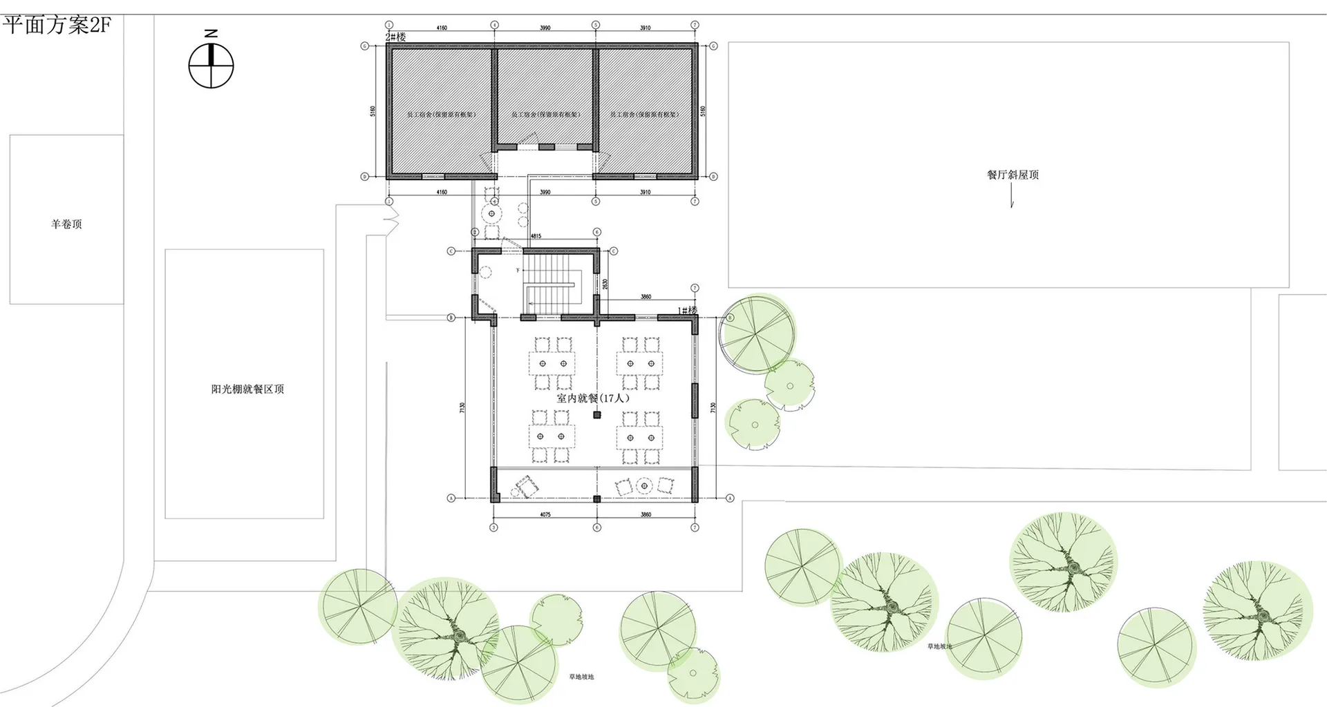 學院建築的2D平面圖。
