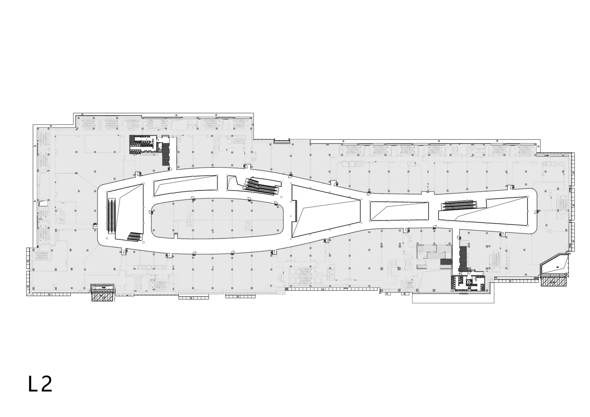 L2 樓層辦公室平面圖，展示開放空間與功能分區。