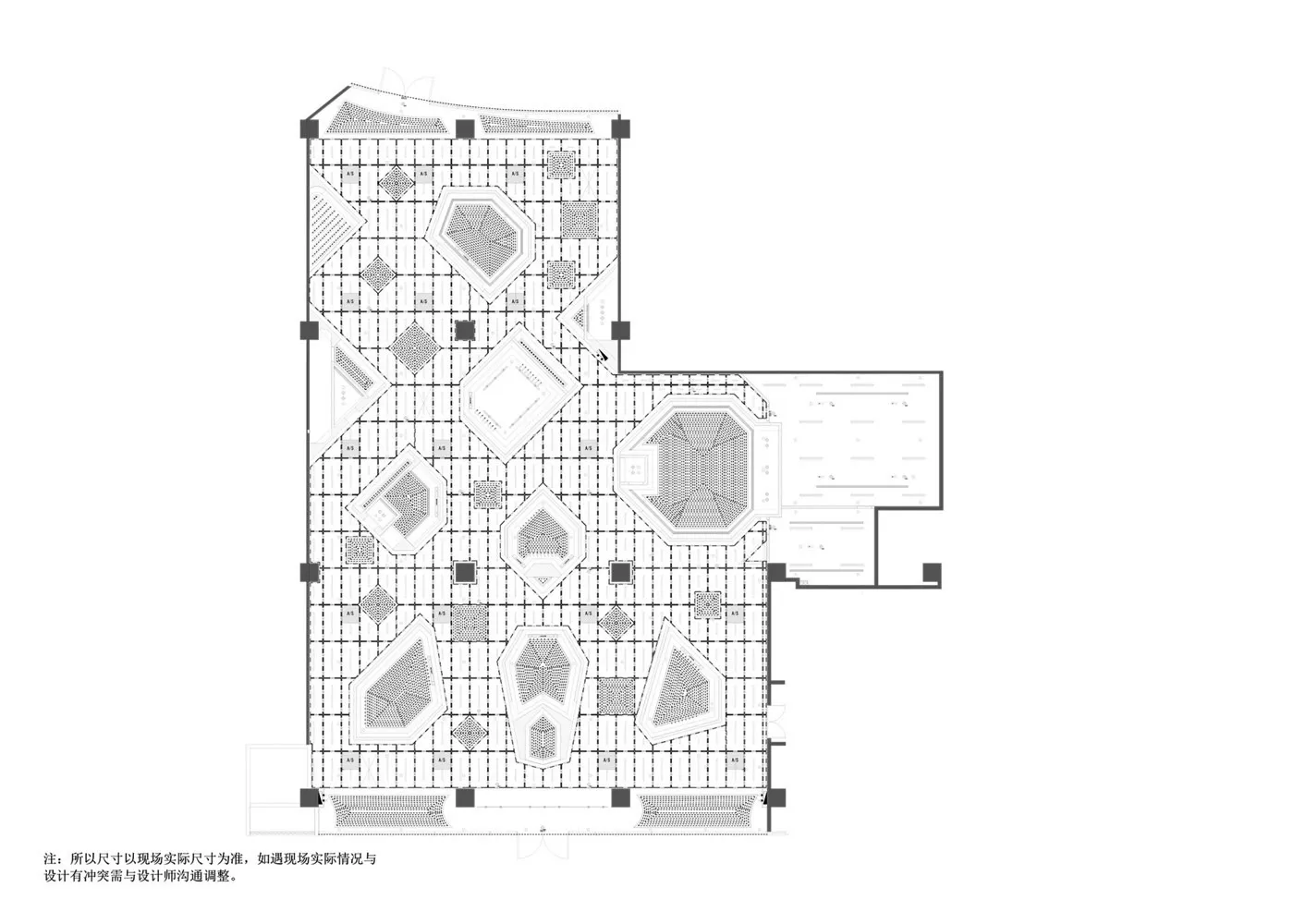 A detailed 2D architectural floor plan of a building interior
