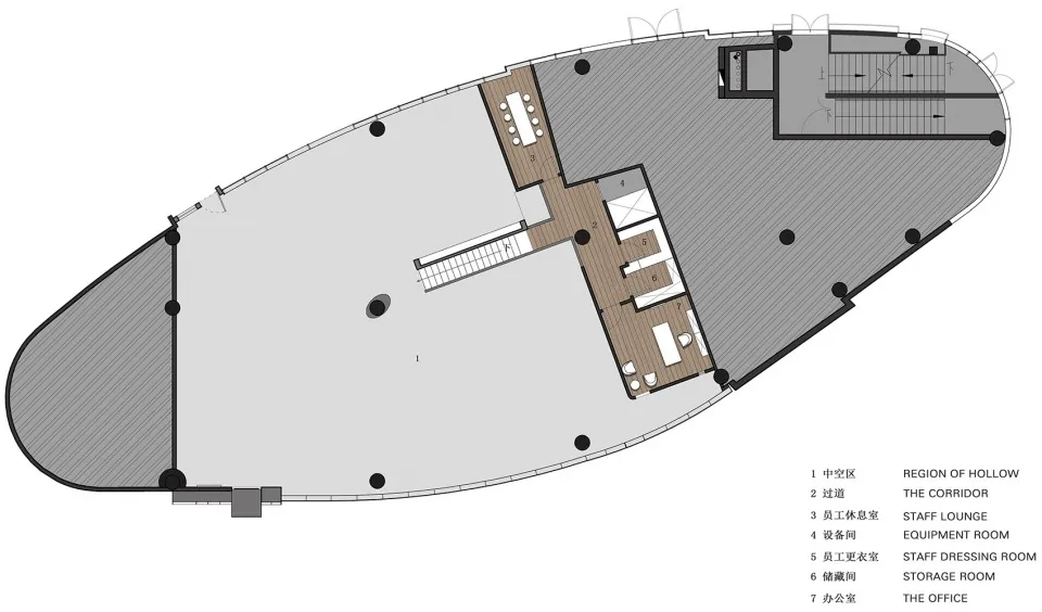 Concrete and wood office floor plan with minimalist design