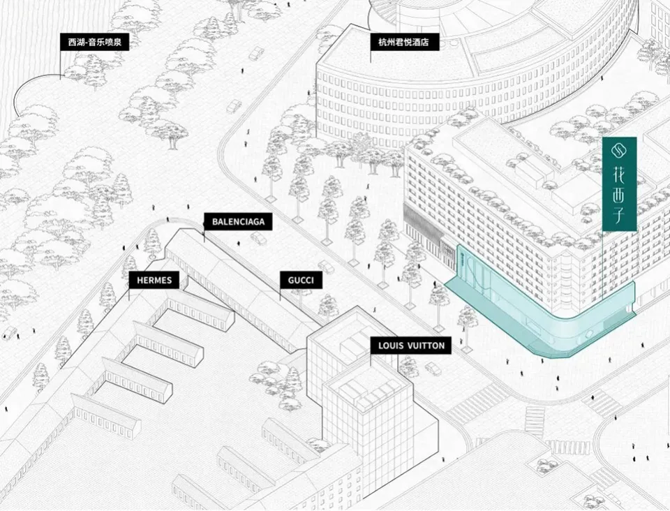 A detailed floor plan of a modern architectural building.