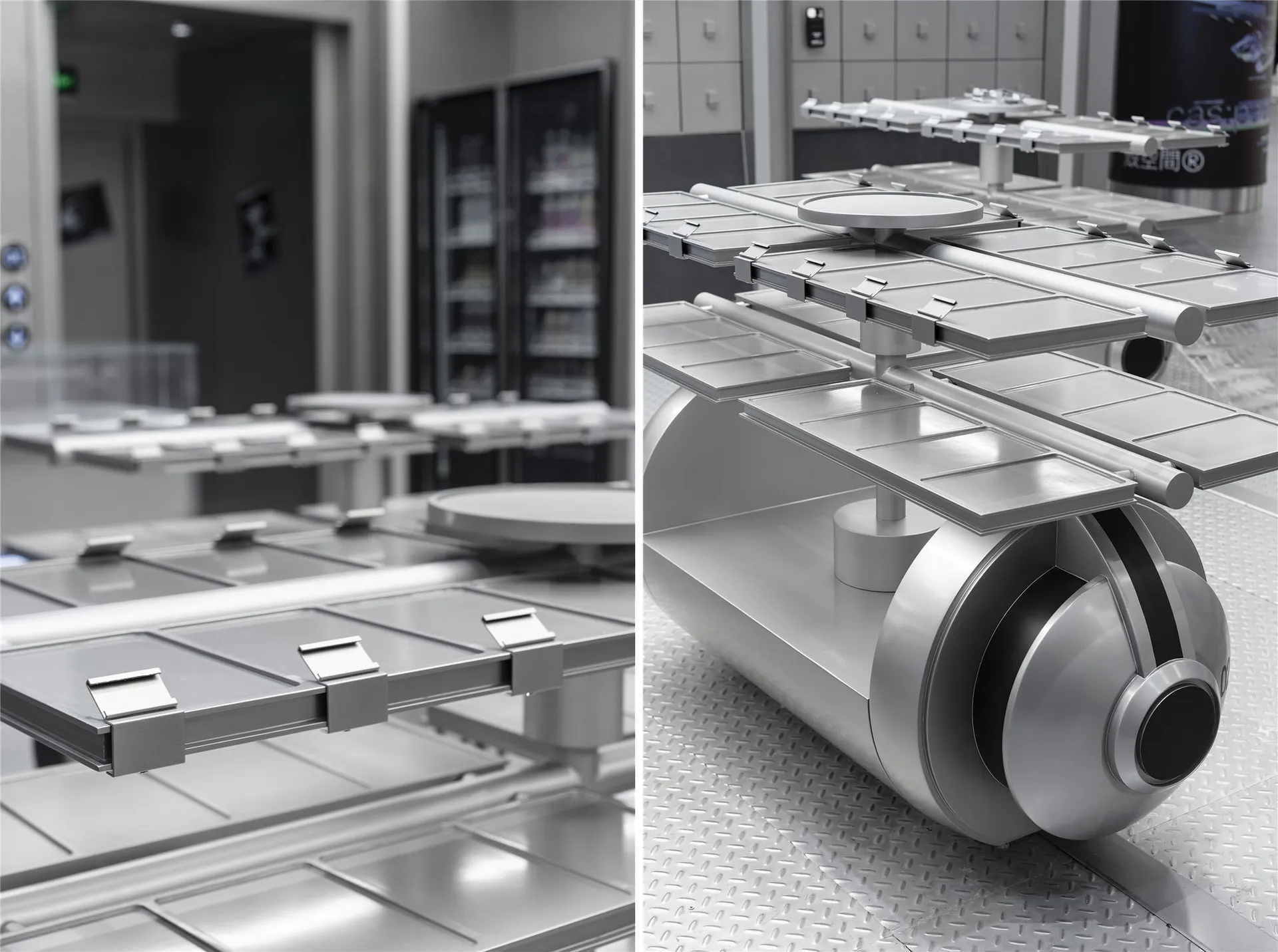 Industrial-style furniture made of metal.