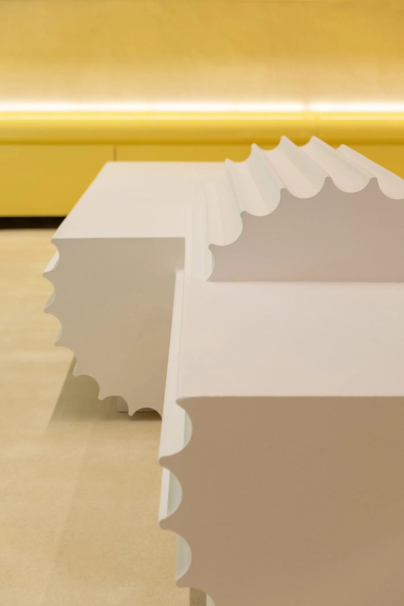 Modern white furniture with plaster finish