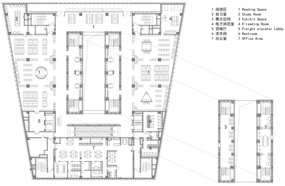 辦公大樓的樓層平面圖