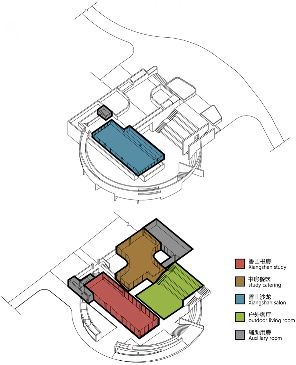 一座塔樓結構的詳細建築平面圖，標示出各個房間與空間。
