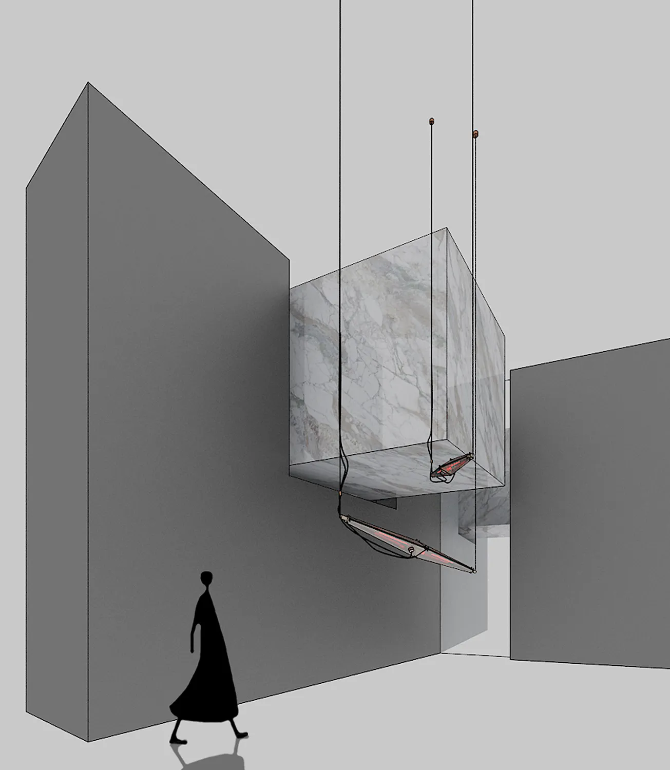 Minimalist interior design featuring marble elements