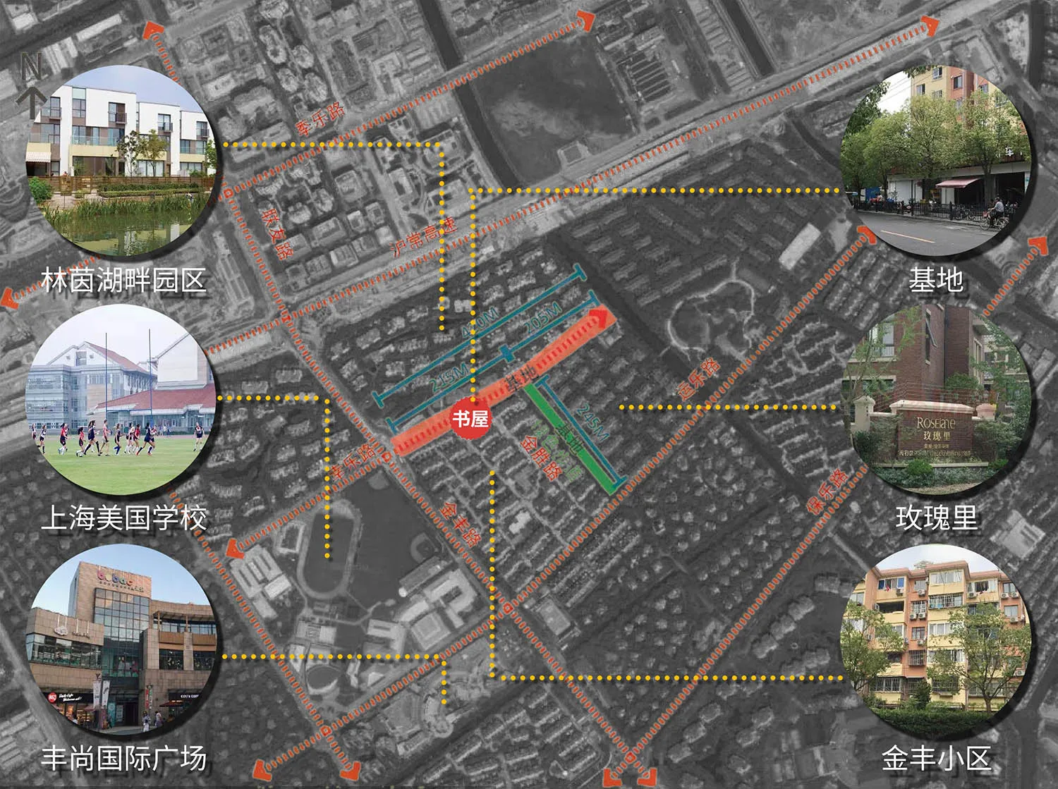 一張展示都市區域規劃圖,呈現格狀布局及各項開發潛在地點。