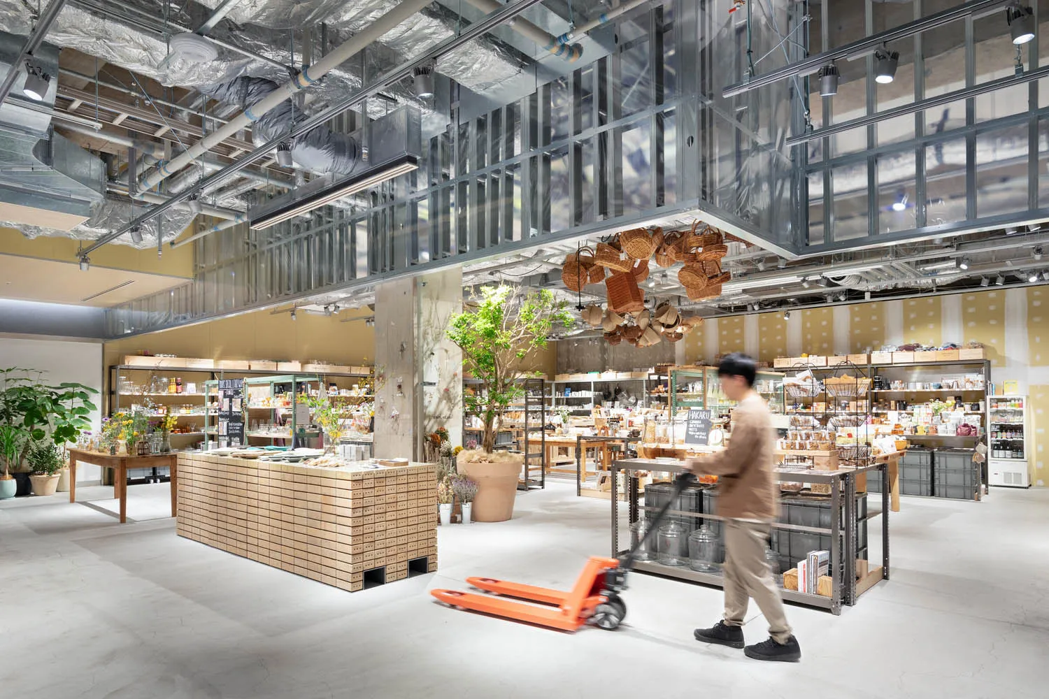 A retail storefront with a mix of materials including wood, glass, and metal.