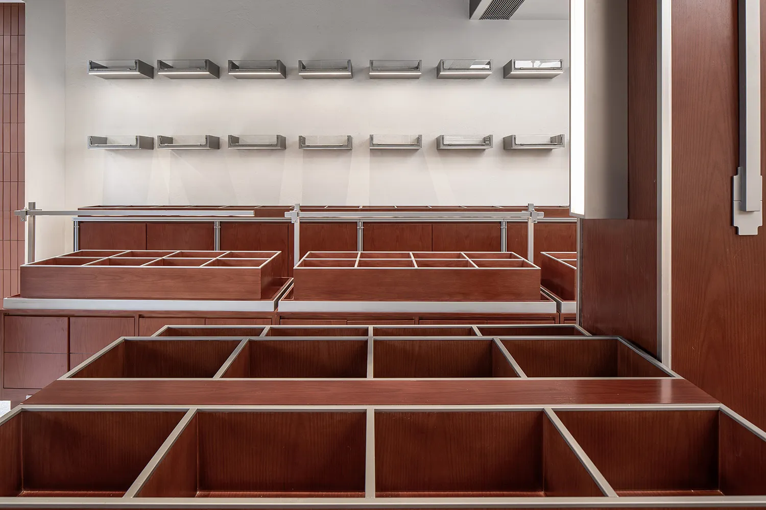 An image showcasing modern paneled office walls with a clean and minimalist design.