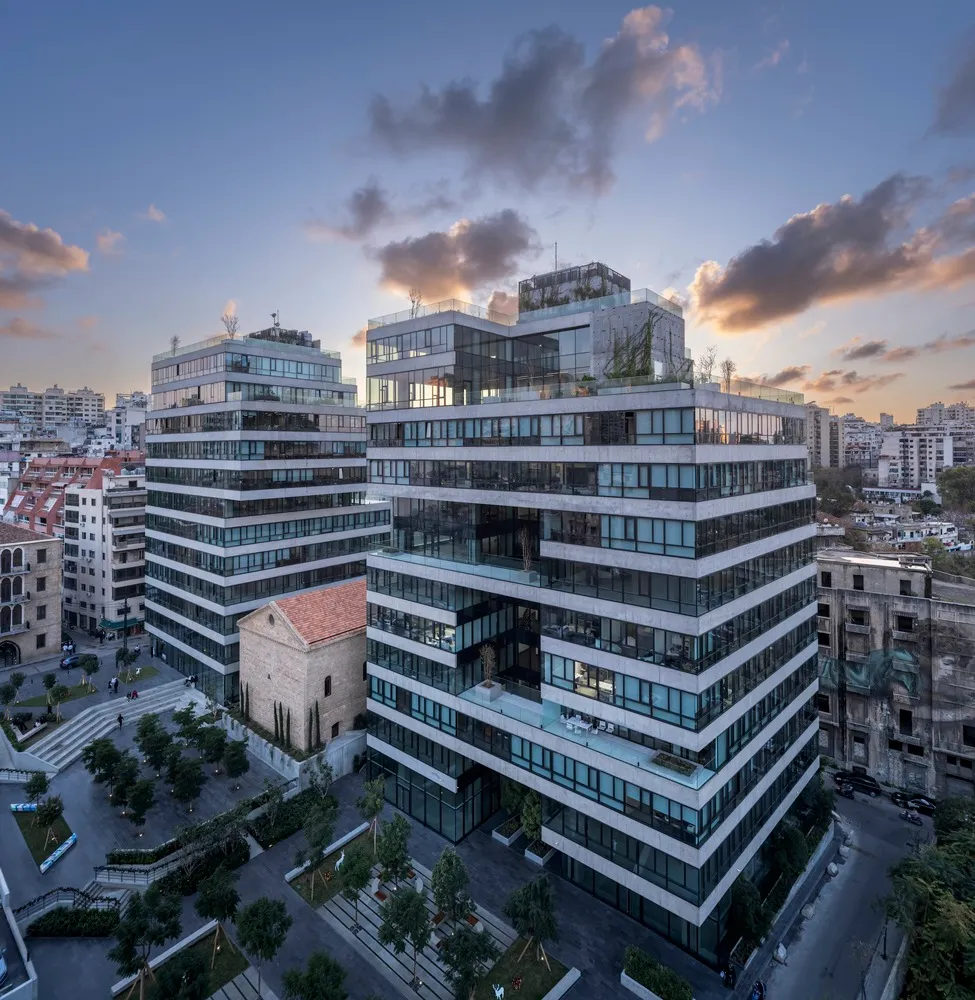 Modern glass and concrete building