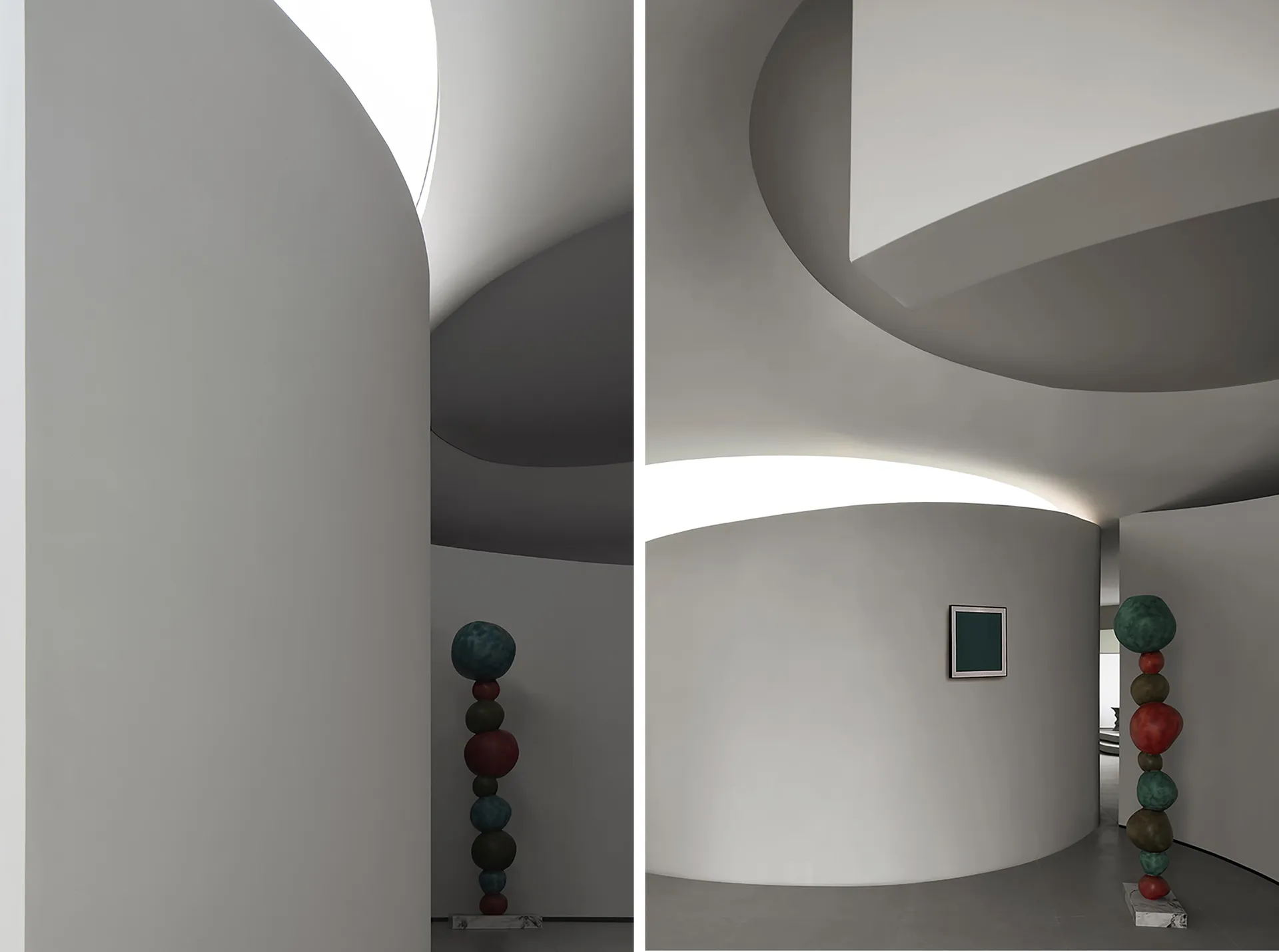 A modern interior space featuring contemporary lighting fixtures.