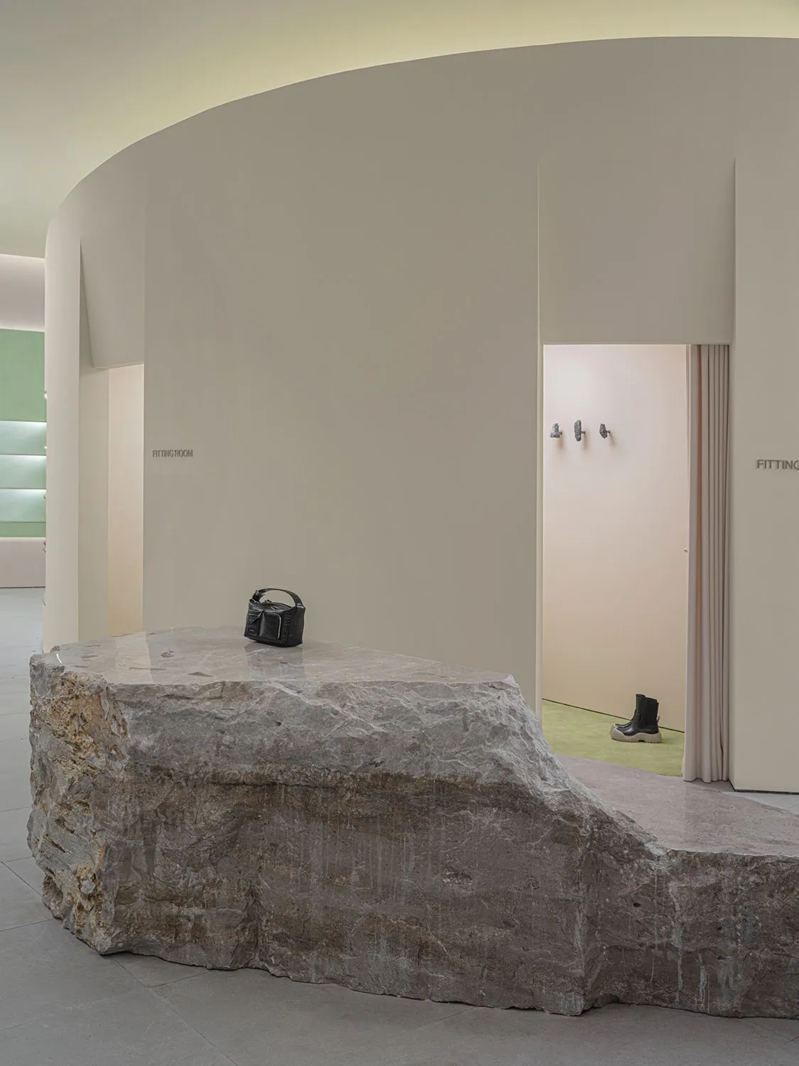 Concrete storefront with a minimalist design.