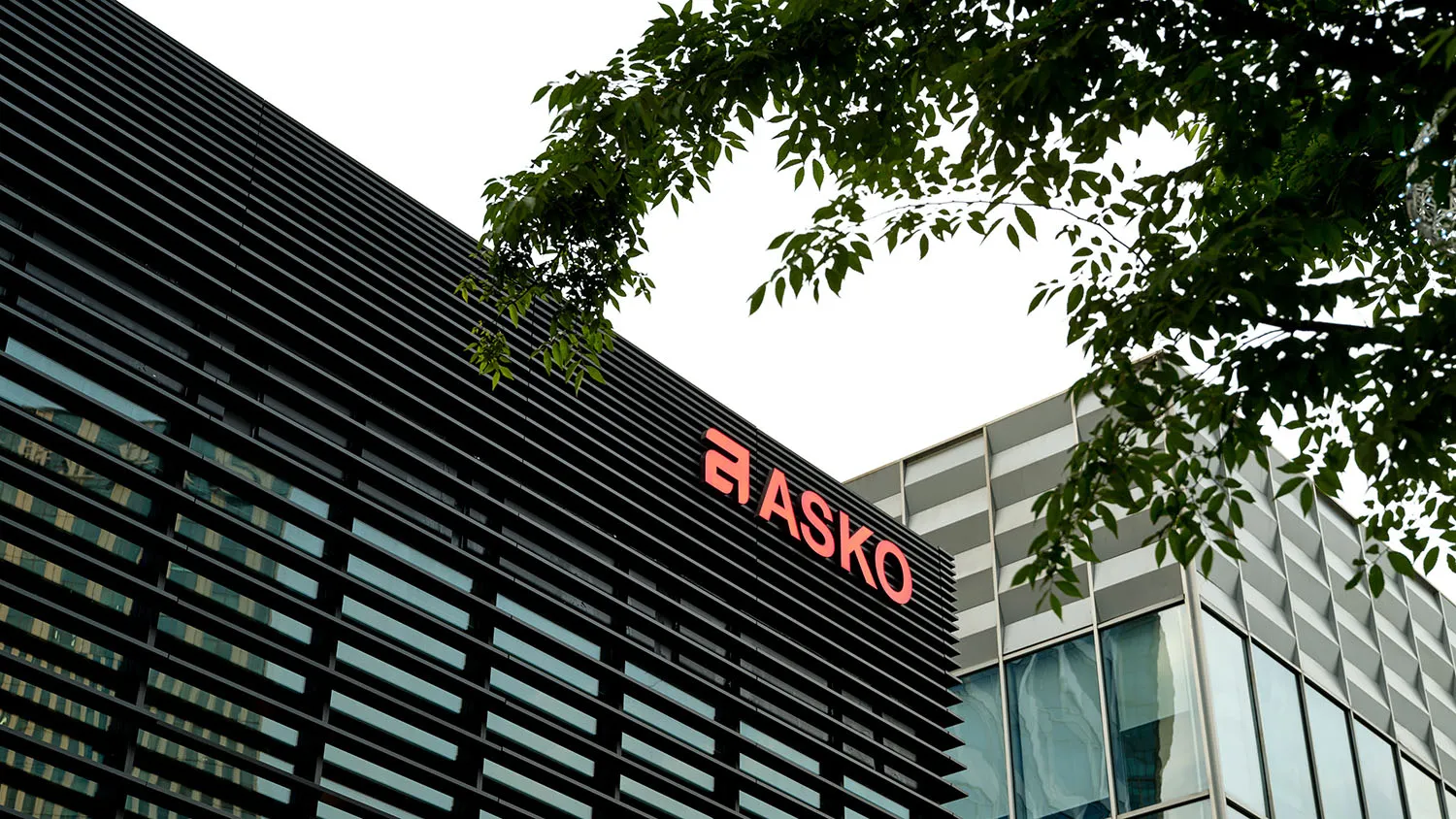 Modern metal-clad exterior of an office building