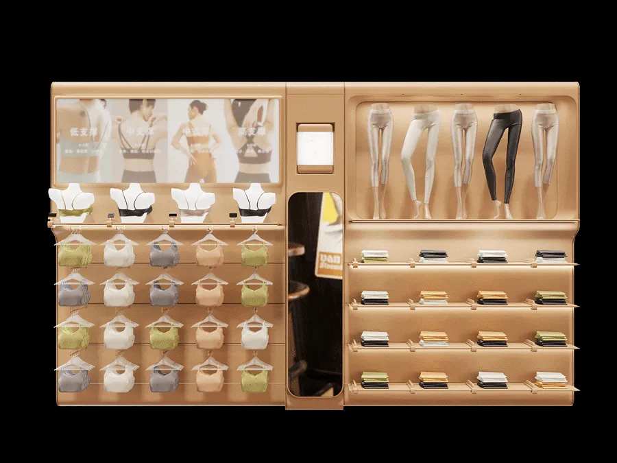 A retail display showcasing a variety of sportswear.