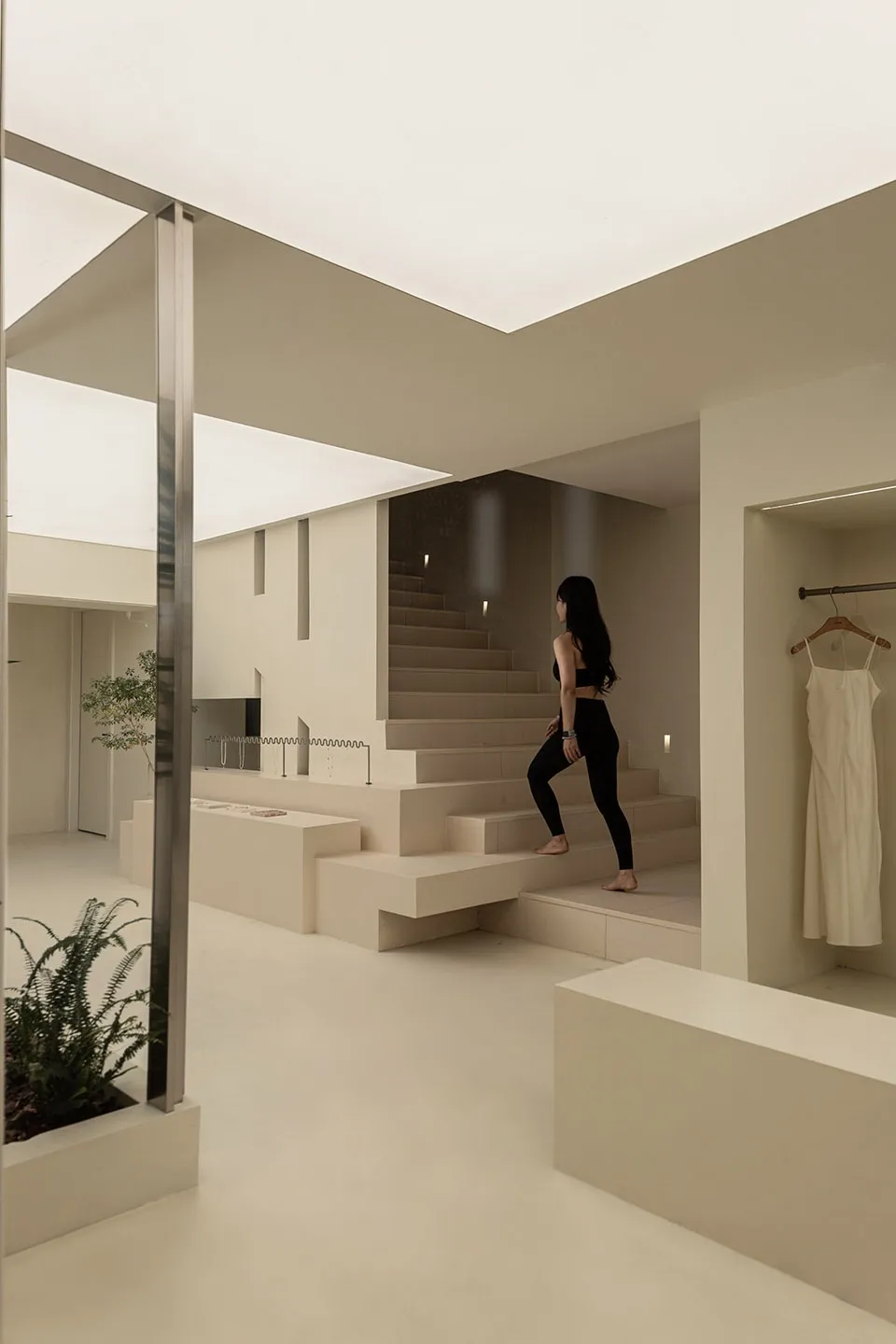 A minimalist home with concrete and glass elements