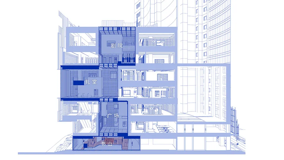 現代建築室內藍圖，展示建築設計