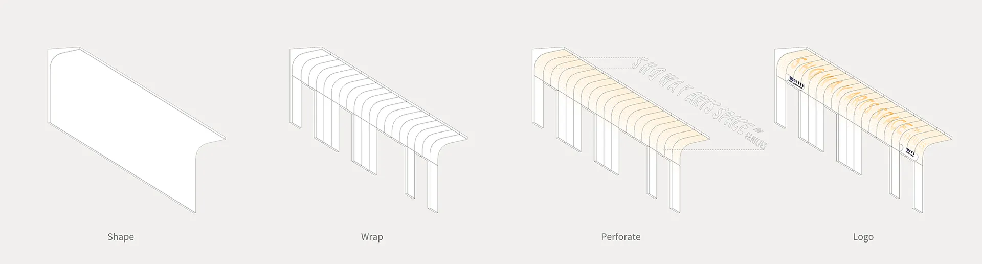 A step-by-step drawing process for architectural rendering using paper and pencil