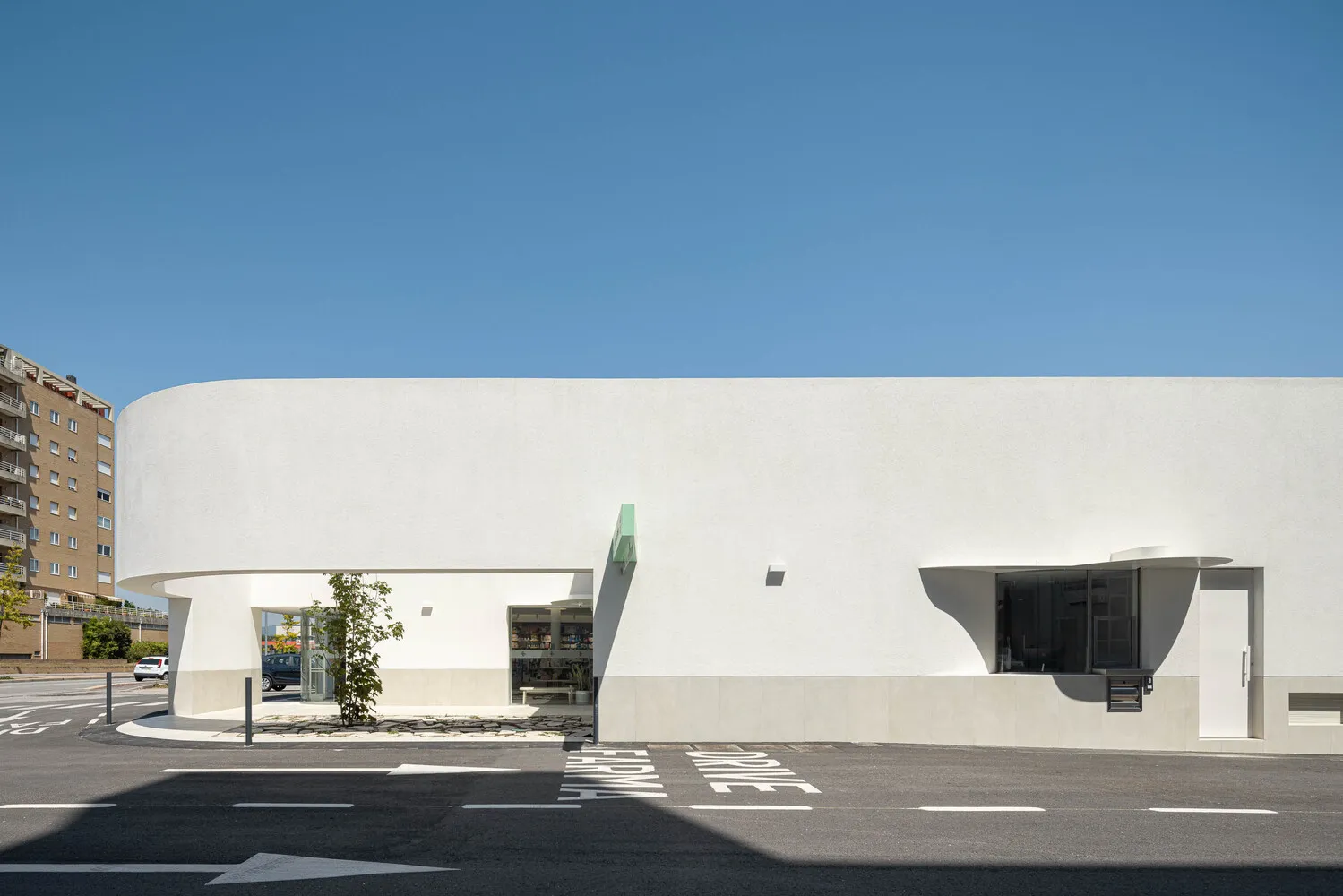 A modern architectural decoration with concrete material.