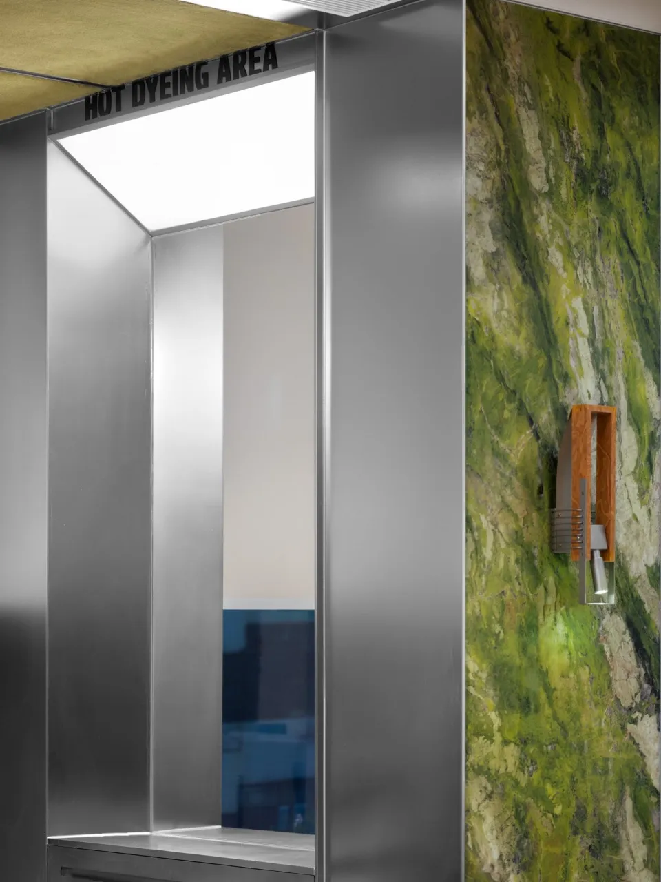 Metallic interior design space showing a modern office environment.