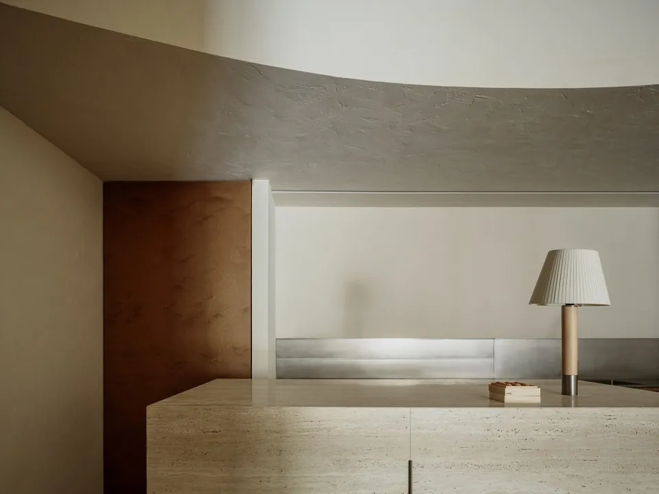 Modern interior design featuring marble materials