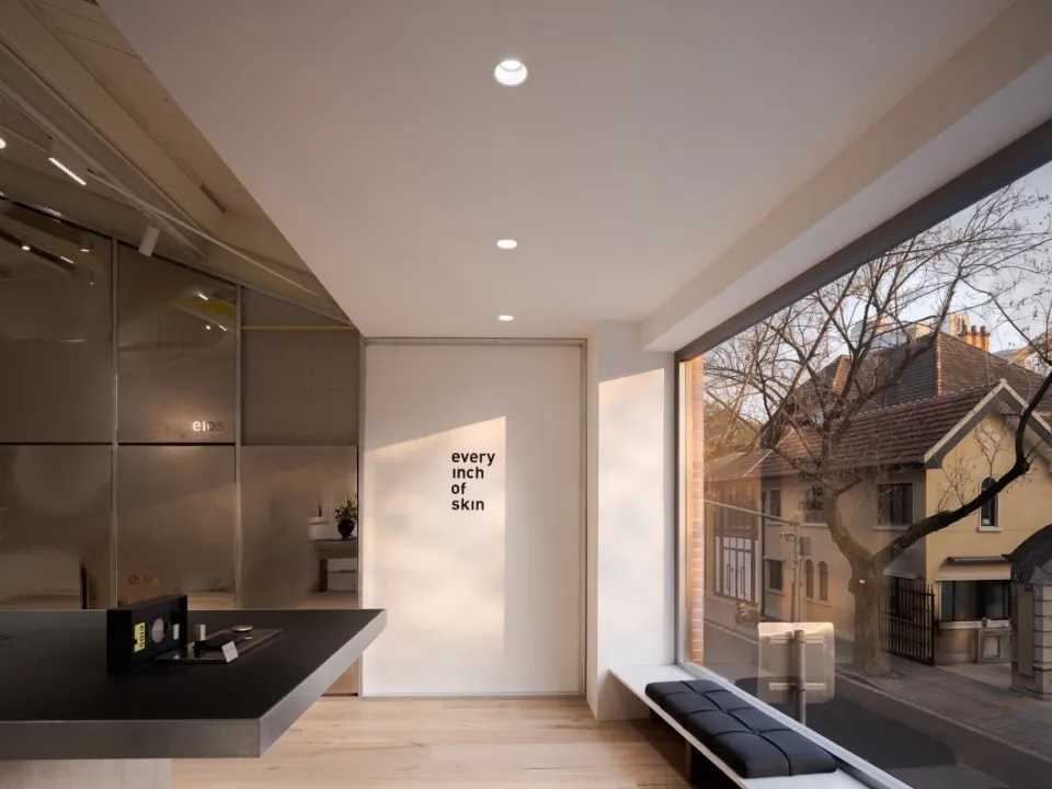 Modern spa interior designed in minimalist style with clean lines and a serene atmosphere.