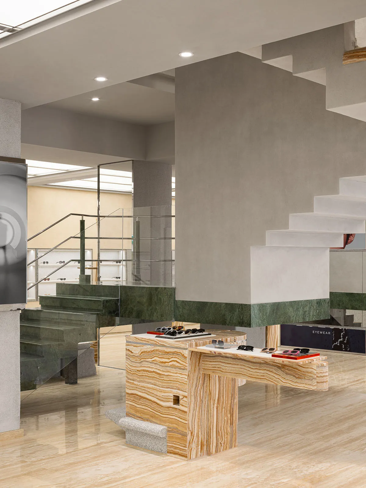 Modern retail shop with granite stone finishes and sleek design.