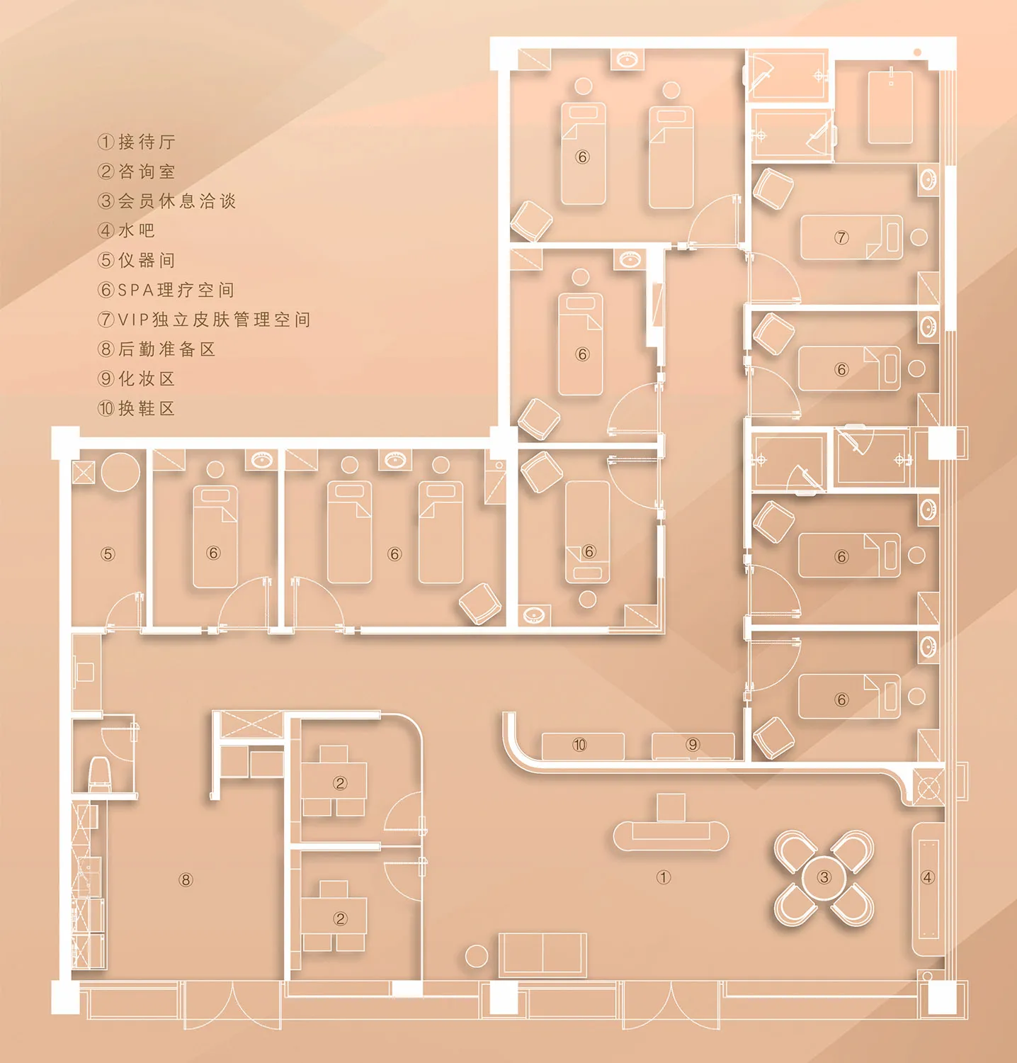 辦公室空間藍圖，展示各個房間與配置
