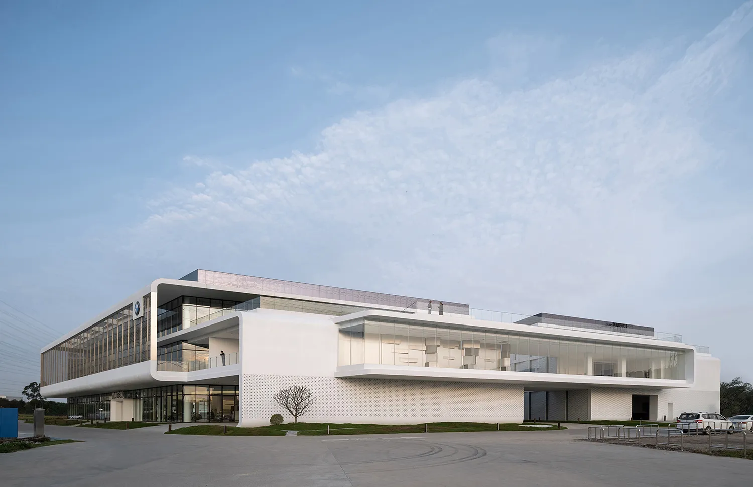 Modern architectural design featuring concrete and glass exteriors