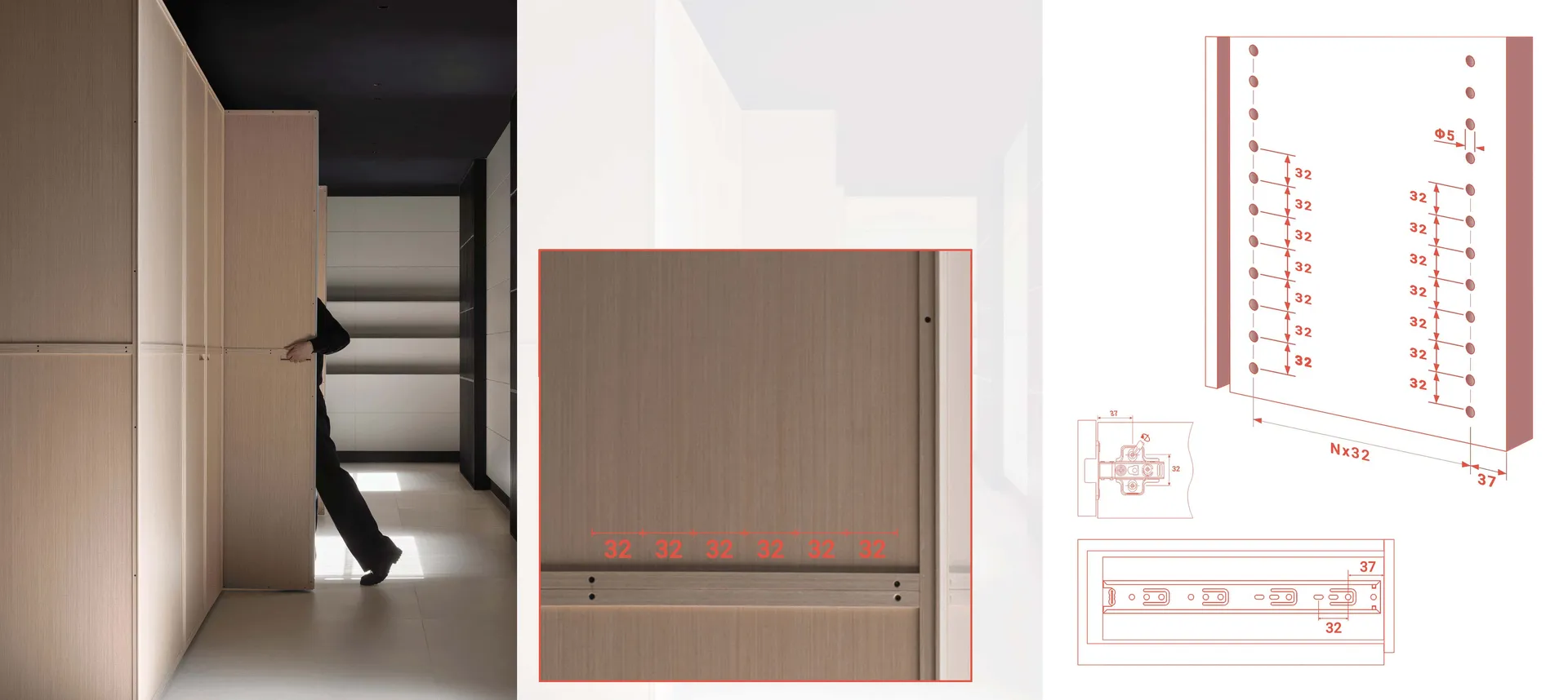 A modern interior design featuring wooden cabinets with a minimalist aesthetic, designed for both functionality and style.