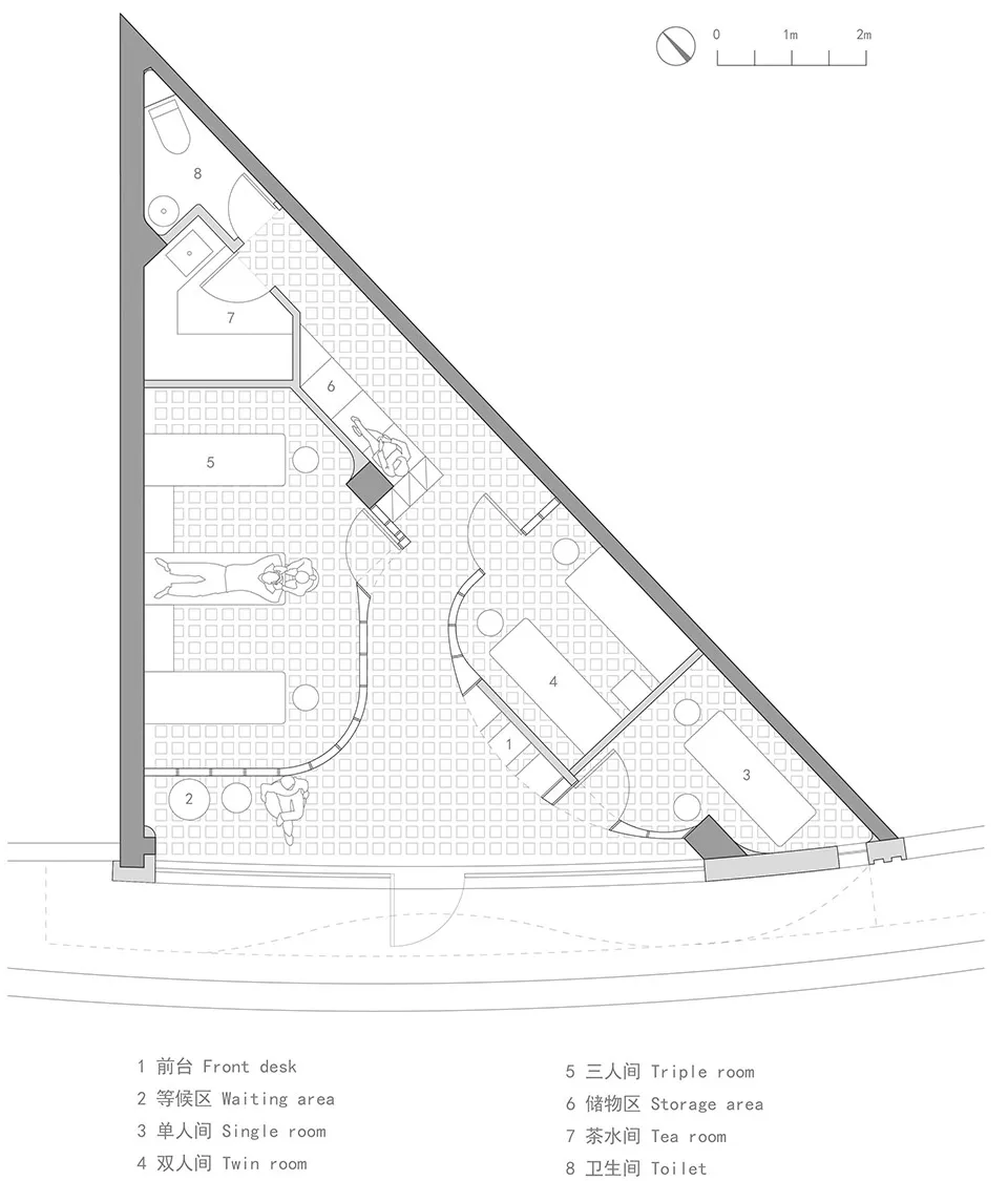 Floor plan of an accommodation suite designed for a hotel.