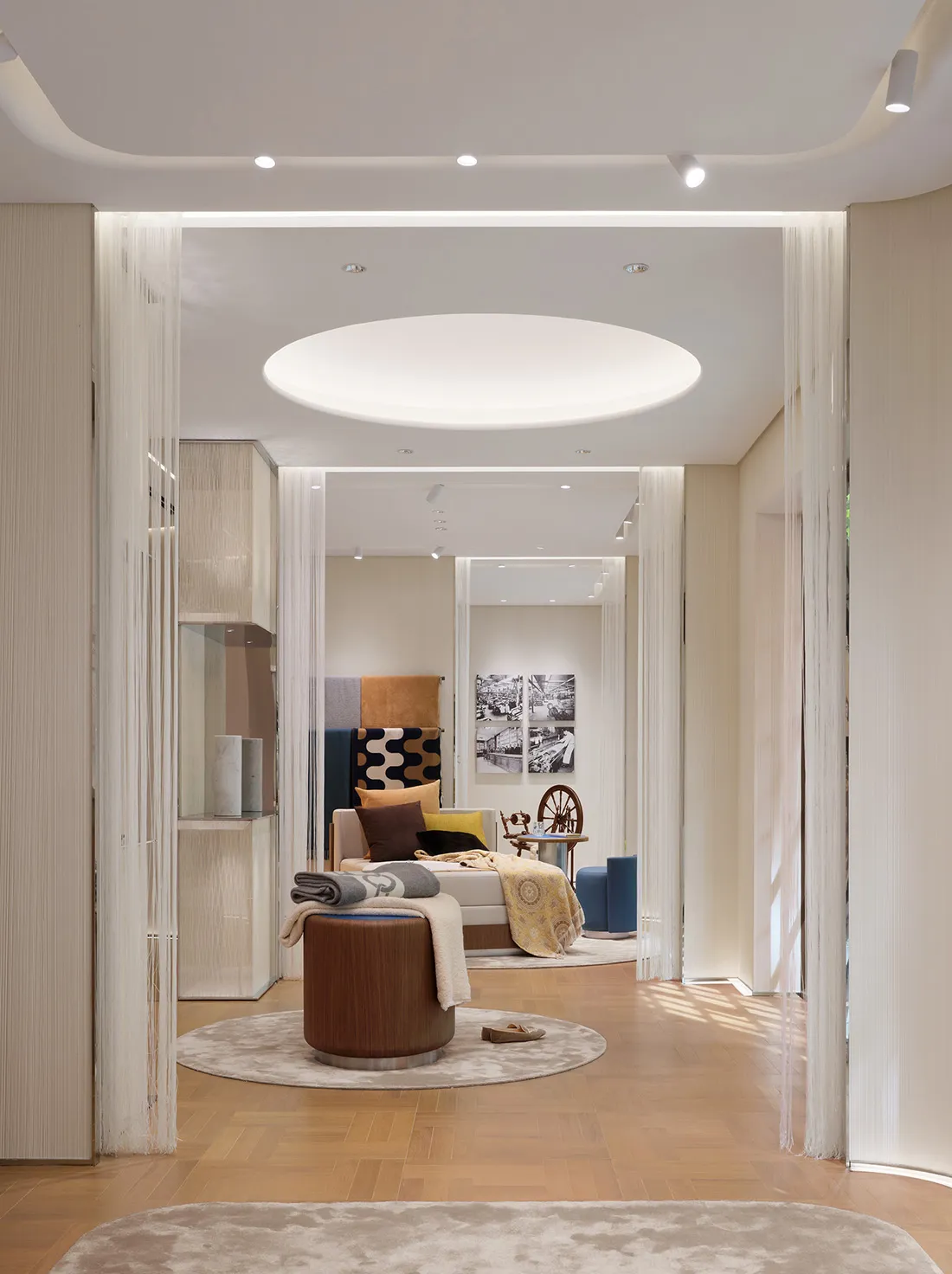 Modern retail space with concrete flooring and modern fixtures.