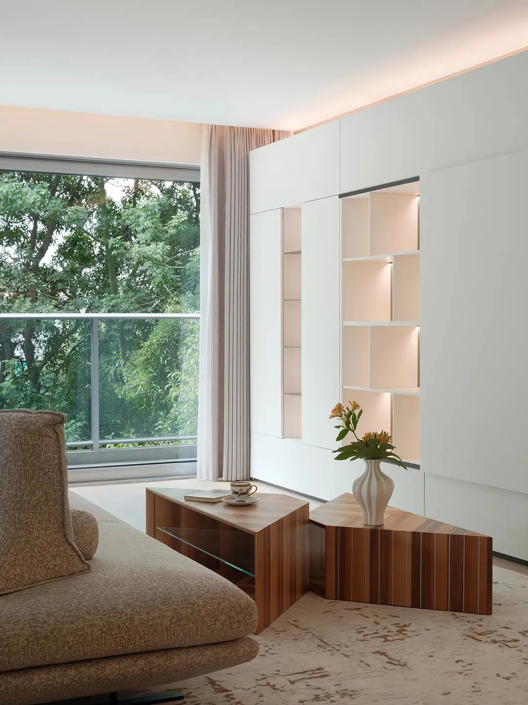 Modern living room featuring contemporary furniture and minimalist design elements.