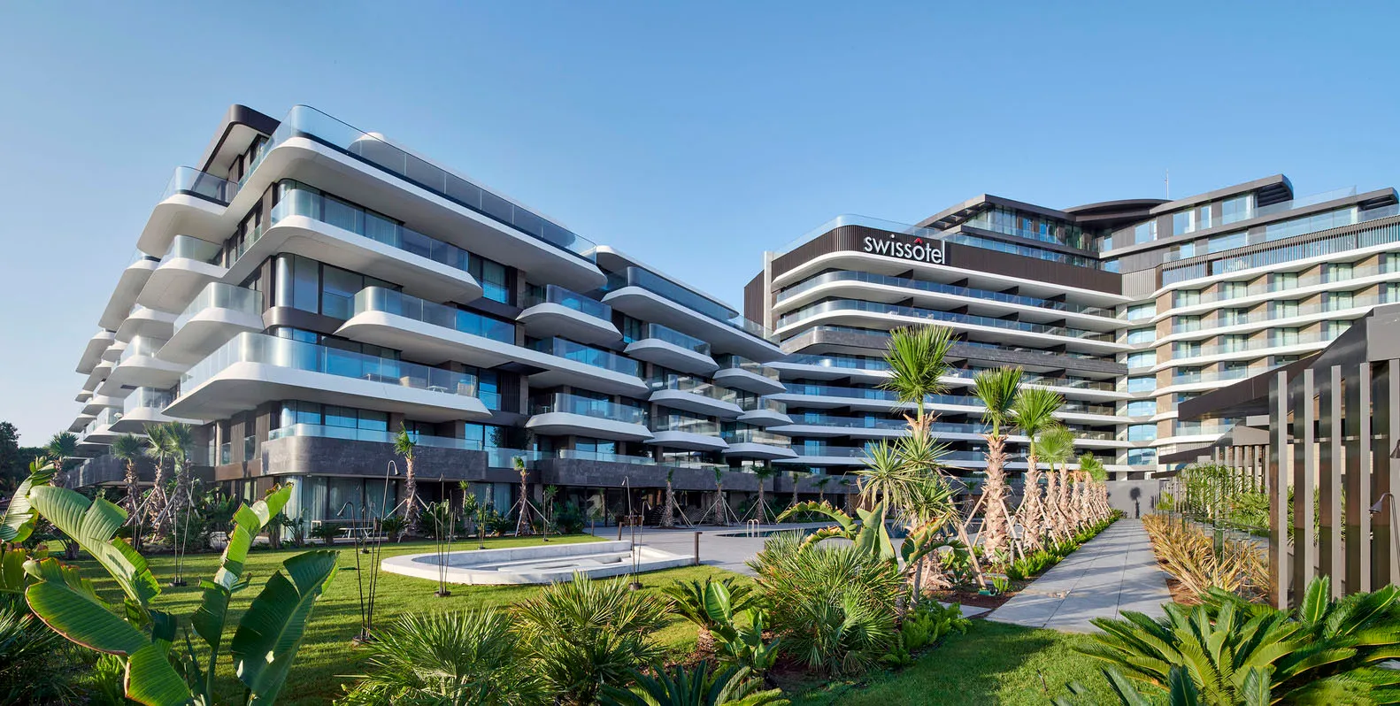 Modern apartments with glass and concrete exterior design