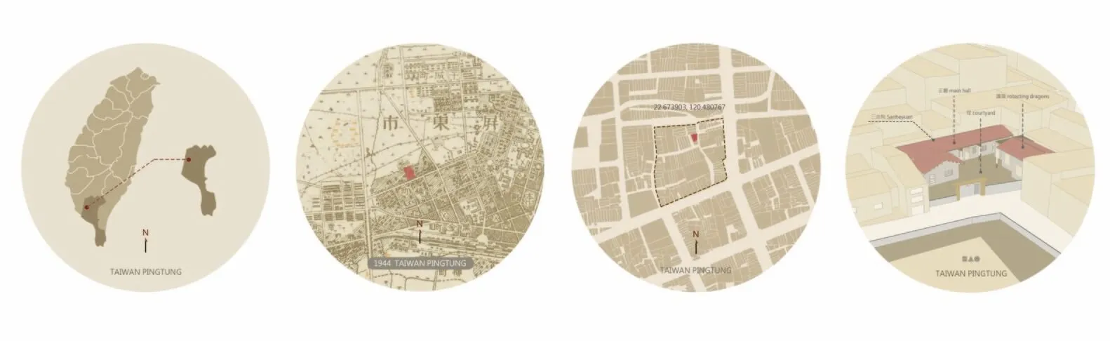 Historical landmark plan on paper, with detailed street layout and building locations.