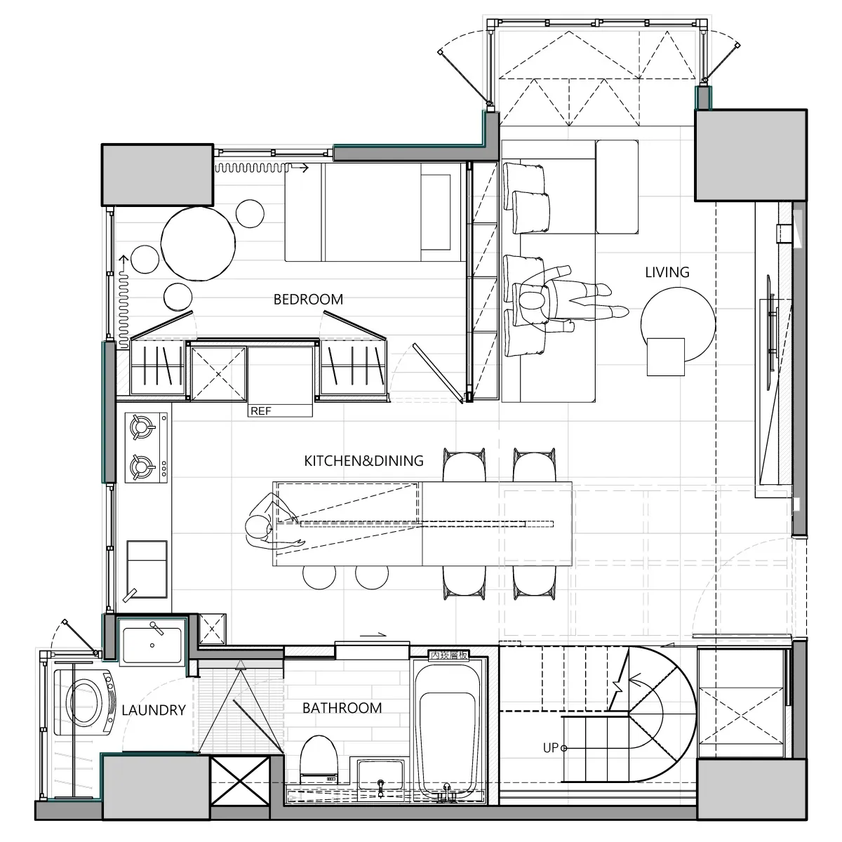 Floor plan of a modern residential apartment