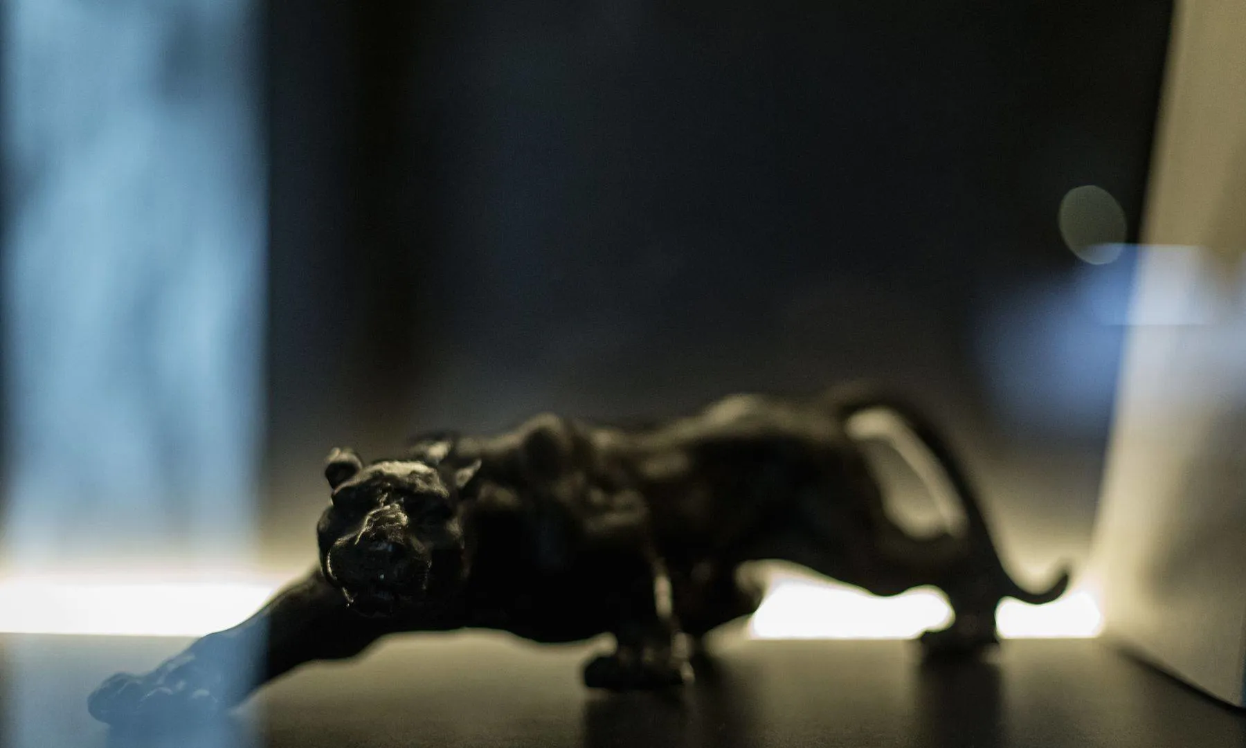 Black panther sculpture made of metal
