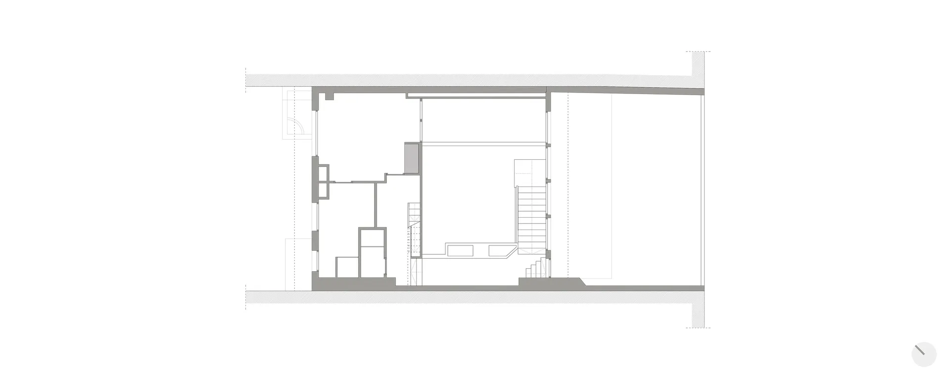 Modern interior floor plan featuring concrete and wood elements.