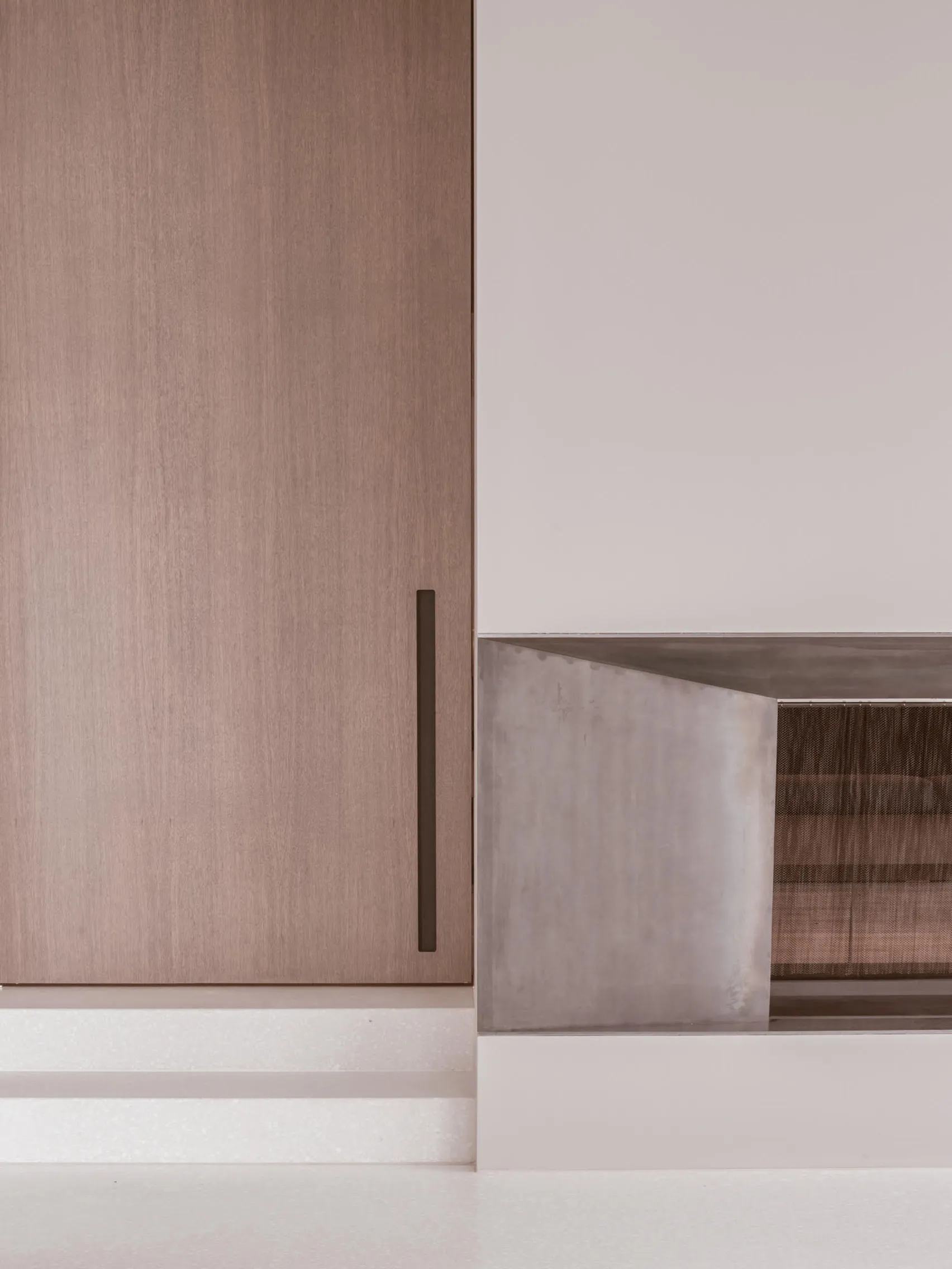 Modern minimalist interior with metal accents