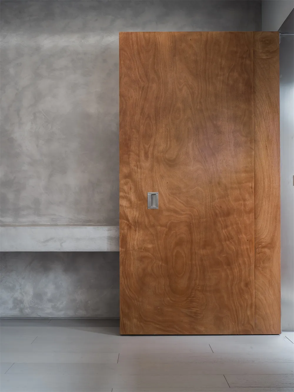 Modern minimalist wooden cabinet door with a horizontal grain pattern