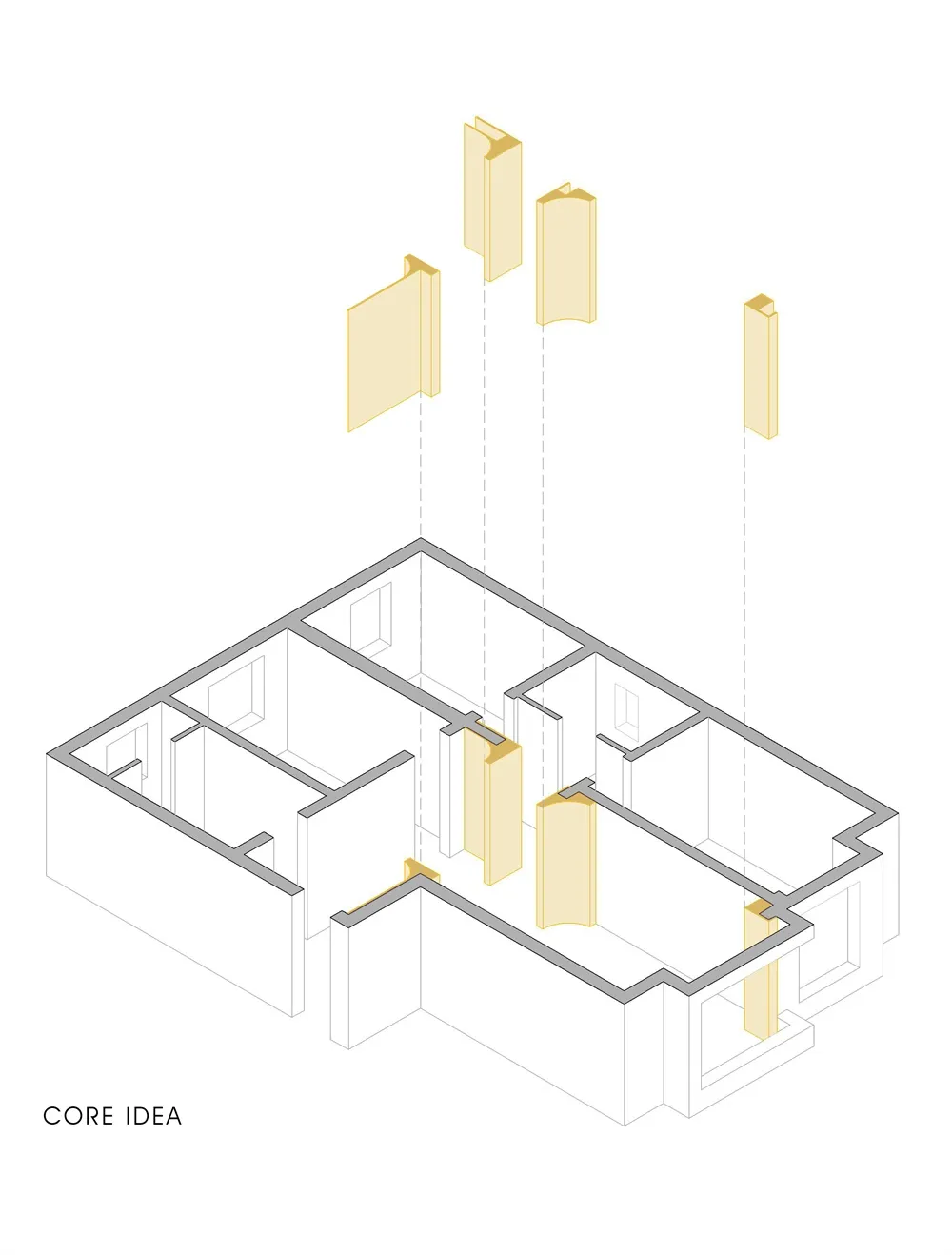 現代住宅的等角建築平面圖。